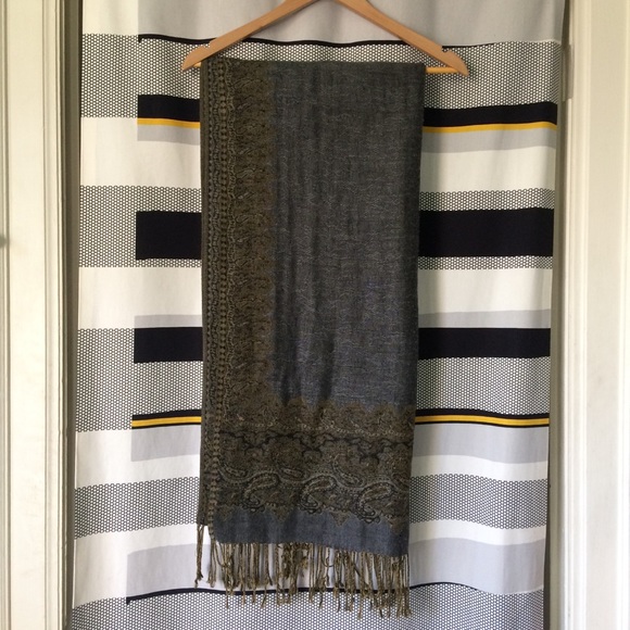 🟣 2/$10 Pashmina Scarf - Grey Green - Picture 2 of 6